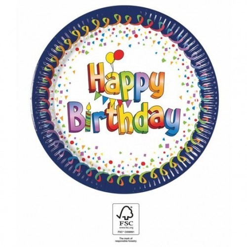   8 PLATOS HAPPY BIRTHDAY 20CM