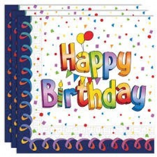  20 SERVILLETAS HAPPY BIRTHDAY 33CM