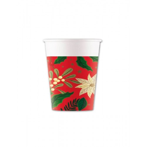   8 VASOS CARTON PONSETIA 200ML