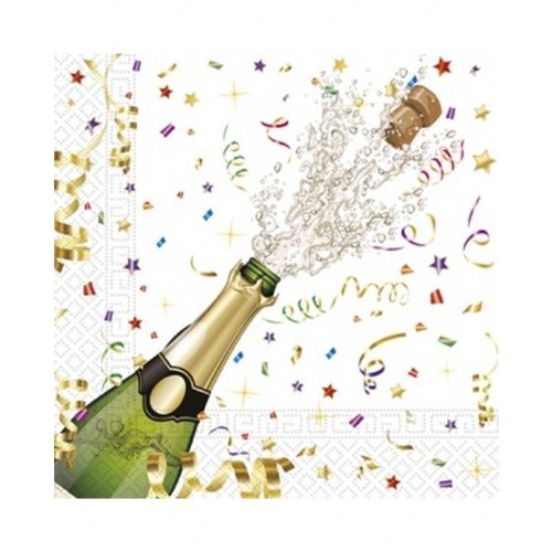   20 SERVILLETAS BOTELLA CHAMPAN 33CM
