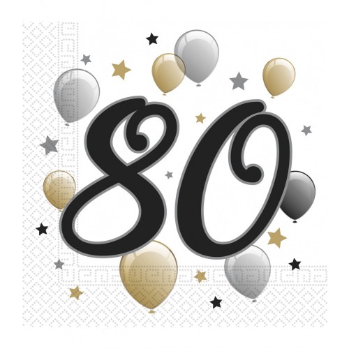   20 SERVILLETAS 80 CUMPLEAÑOS 33CM