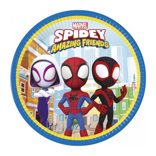   8 PLATOS AMIGOS SPIDEY 23CM