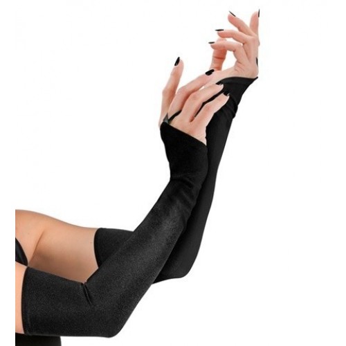 GUANTES ADULTO LARGOS S/DEDO NEGROS