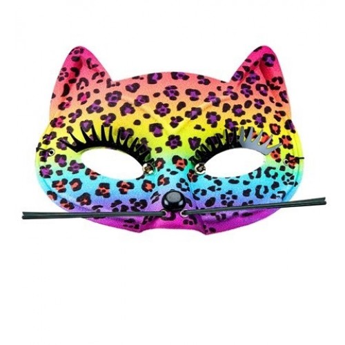 MASCARA LEOPARDO ARCOIRIS CON BIGOTES