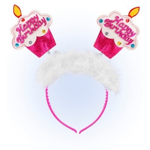 DIADEMA TARTA  ROSA CON PURP Y MARABU