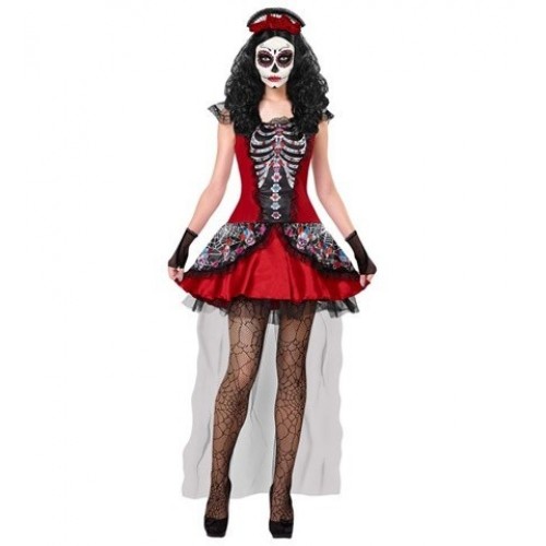  DISFRAZ T-L DIA DE LOS MUERTOS ROJO