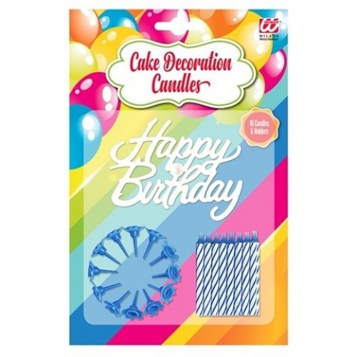 SET16 VELAS DEC TARTA AZUL C/SOPORTE