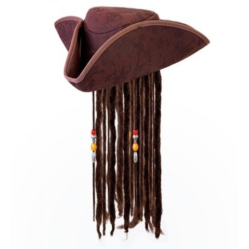 SOMBRERO  PIRATA SEMIPIEL CON RASTA