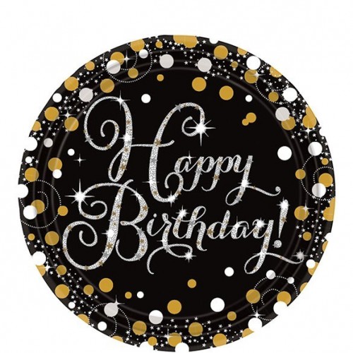 8 PLATOS CARTON HAPPY BIRTHDAY 23CM