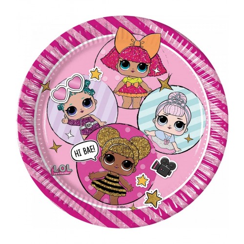   8 PLATOS CARTON LOL GLITTER 23CM