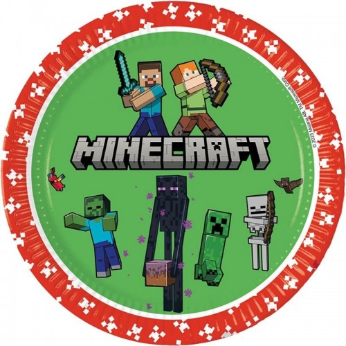   8 PLATOS CARTON MINECRAFT 23CM