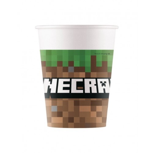   8 VASOS CARTON MINECRAFT 200ML