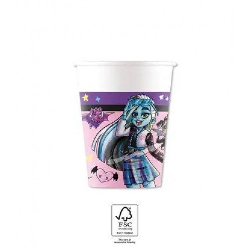   8 VASOS CARTON MONSTER HIGH 200ML