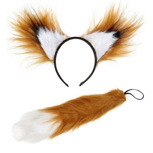 SET DIADEMA COLA ZORRO PELUDO