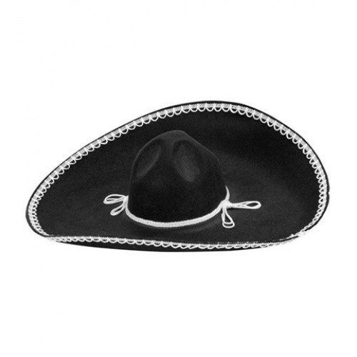 SOMBRERO MEXICANO NEGRO 55CM