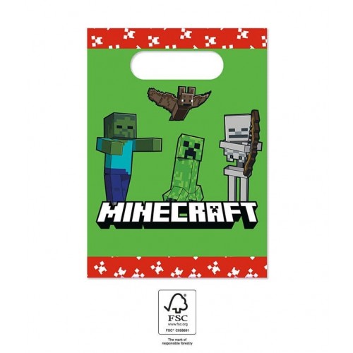   4 BOLSAS PAPEL MINECRAFT 16X22CM