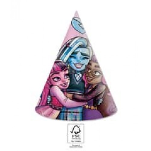   6 SOMBREROS CONO MONSTER HIGH
