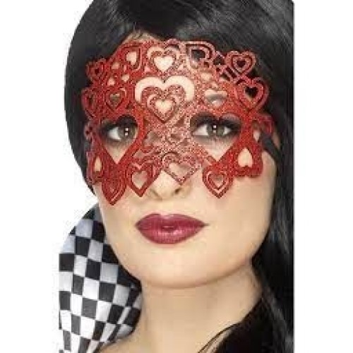   ANTIFAZ CORAZON GLITTER ROJO