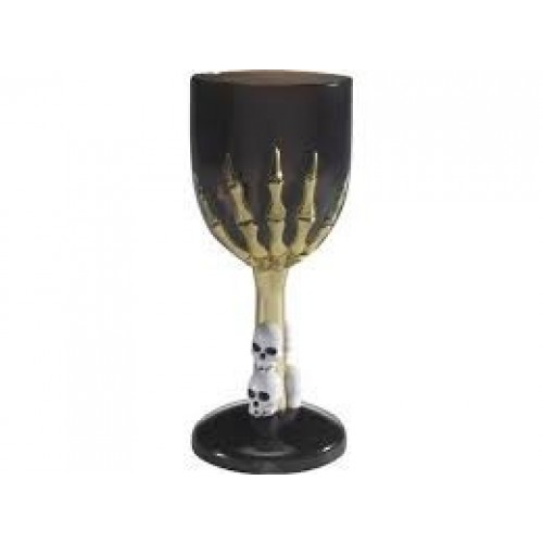 COPA VINO MANO ESQUELETO GOTICA