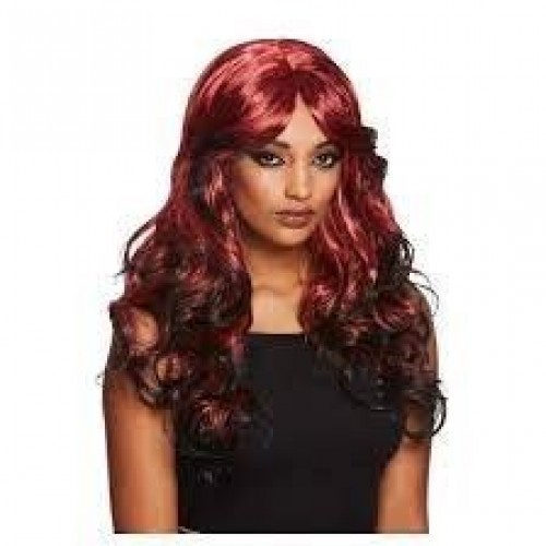 PELUCA ROJA MECHAS NEGRAS GOTICA