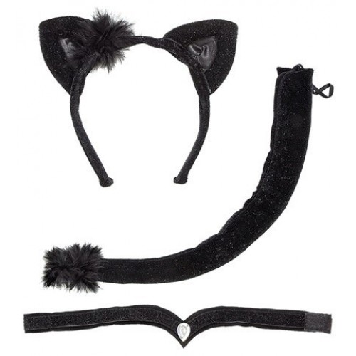 SET GATO NEGRO OREJA COLLAR COLA