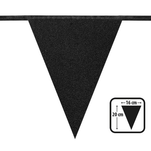   BANDERIN PAPEL GLITTER NEGRO 6 MT