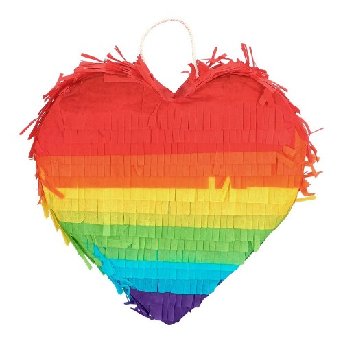 MINI PIÑATA CORAZON ARCO IRIS 20X20CM