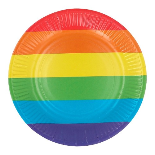   8 PLATOS CARTON ARCOIRIS 23CM