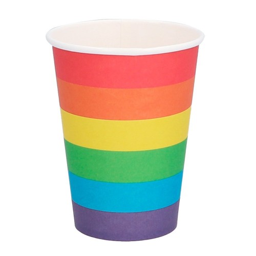    8 VASOS CARTON ARCOIRIS 220ML