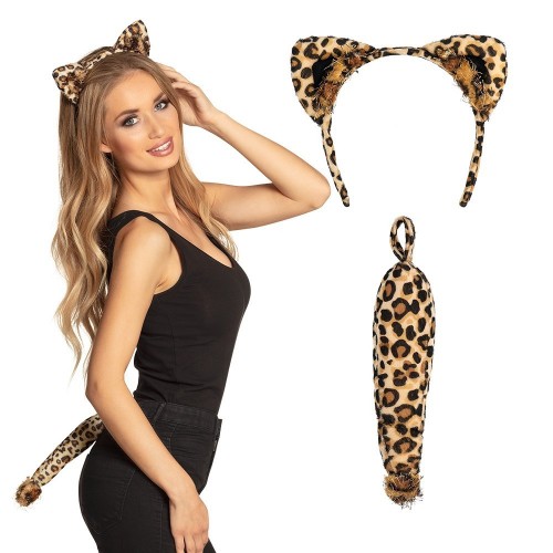 SET LEOPARDO DIADEMA COLA