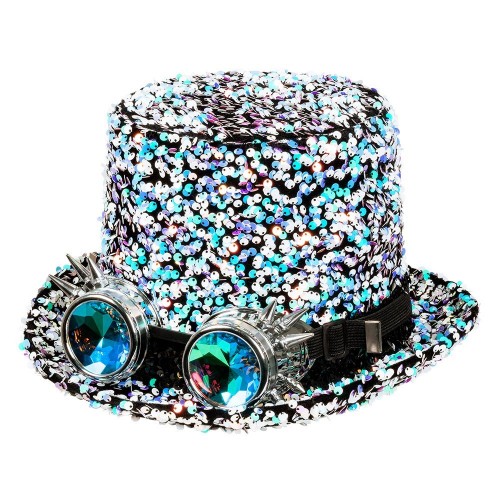 SOMBRERO STEAMPUNK LENTEJUELAS MULTICOLO