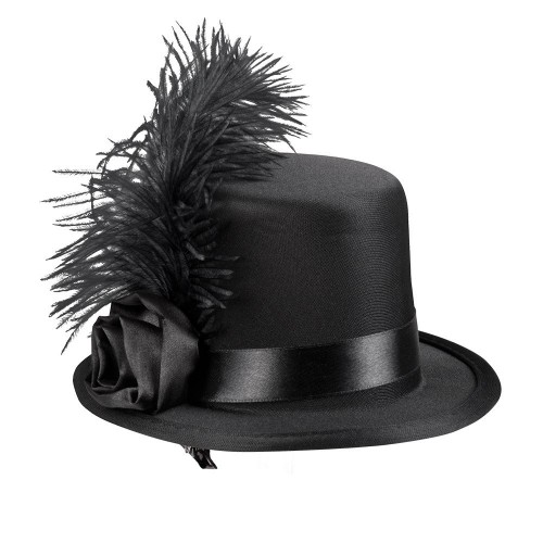 MINI SOMBRERO COPA NEGRO PLUMA