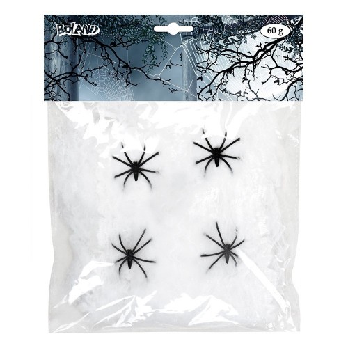    TELARAÑA CON 4 ARAÑAS BLANCA 60G