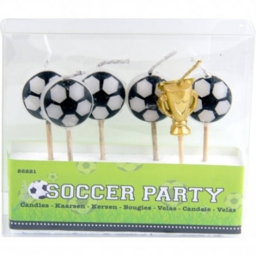   6 VELAS FUTBOL 6,5CM