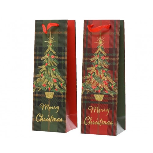 BOLSA 1 BOTELLA NAVIDAD 12X36CM