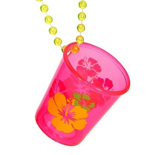COLLAR CON VASO VIDRIO HIBISCUS ROSA NEO
