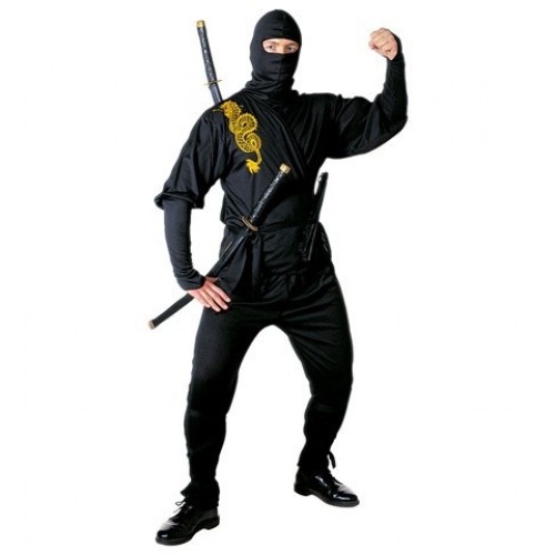 DISFRAZ T-S NINJA NEGRO DRAGON ORO