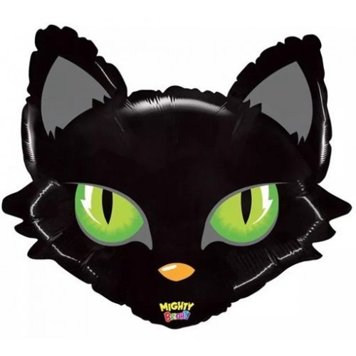 GLOBO 25" FOIL FORMA CARA GATO NEGRO