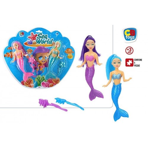 2 MUÑECA MINI SIRENAS C/ACCESORIOS 15CM