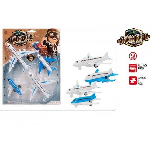 4 MINI AVIONES PULL BLACK 12CM