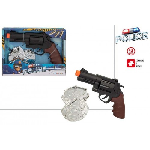 MINI PISTOLA POLICIA CON PLACA 18CM