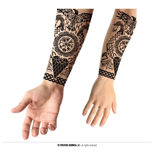 TATUAJE BRAZO VIKINGO 14X30CM