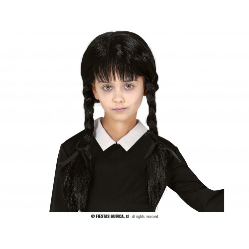 PELUCA C/FLECO INFANTIL TRENZA NEGRA