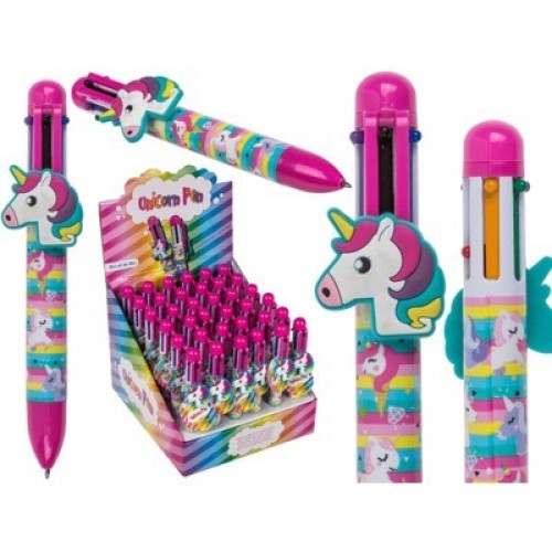 BOLIGRAFO 6 COLORES UNICORNIO 14CM