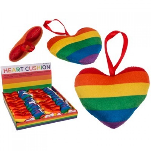 COLGANTE CORAZON FELPA ARCO IRIS 10CM