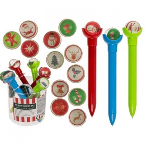 BOLIGRAFOS CON BOLAS NAVIDAD 17CM