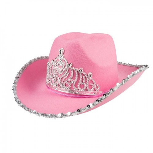 SOMBRERO TIARA VAQUERO ROSA PRINCESA