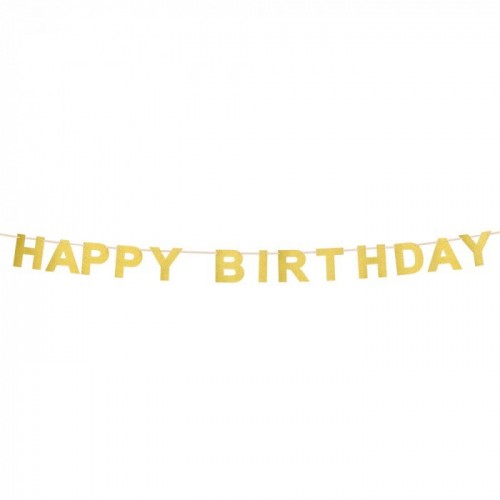GUIRNALDA GLITTER HAPPY BIRTHDAY ORO 2MT
