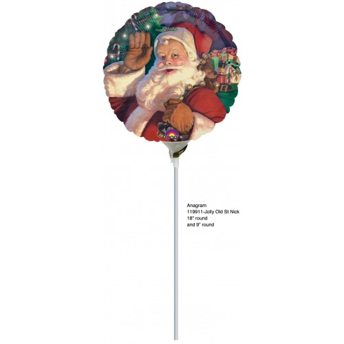 GLOBO 9" PALO FOIL RND PAPA NOEL