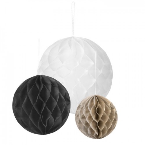 SET 3 BOLAS NIDO ABEJA NEGRA/BLANCA/ORO